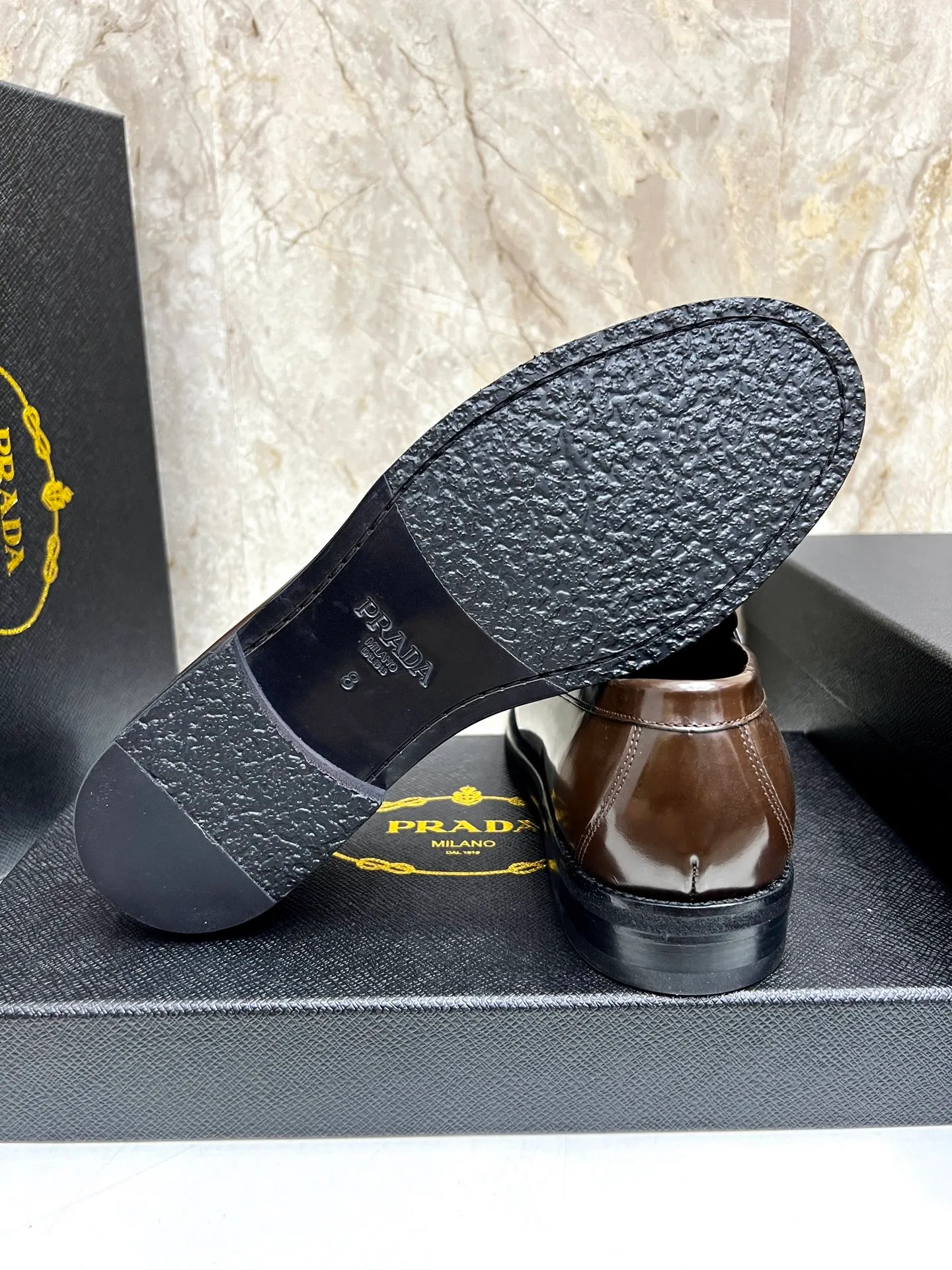 PRADA~ Size: 38-44 (customized 45/46 P: 💰880 P's original official website new high-end men's leather shoes, top-quality original replicas, made of imported open edge beads/calf leather, calf leather breathable lining, original leather outsole!